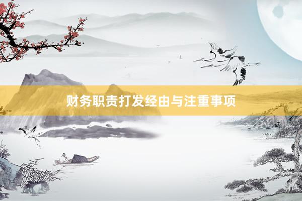 财务职责打发经由与注重事项